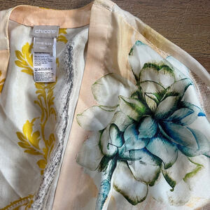 Women's Chico's Kimono One Size Cream Floral Print Clearance